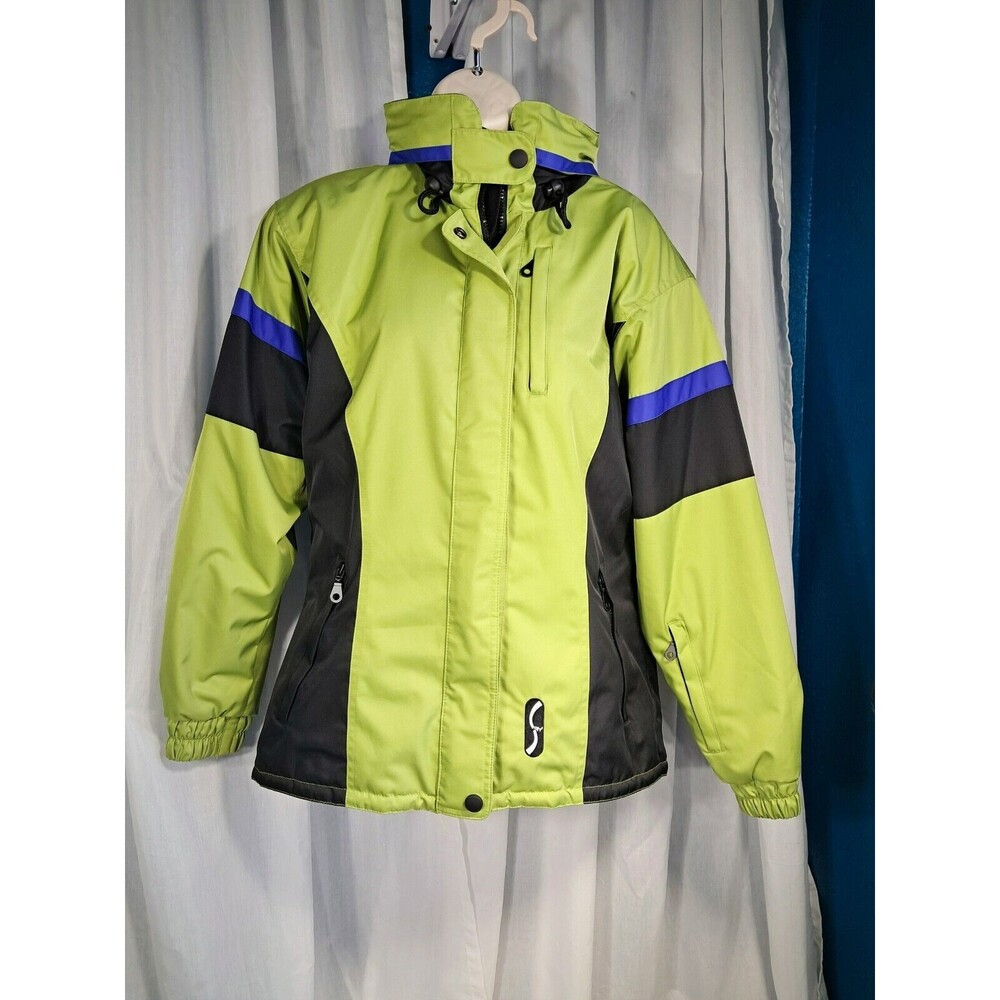 Ski Jacket Size 10 Women's Snowboard Green and Blue Insulated Hooded